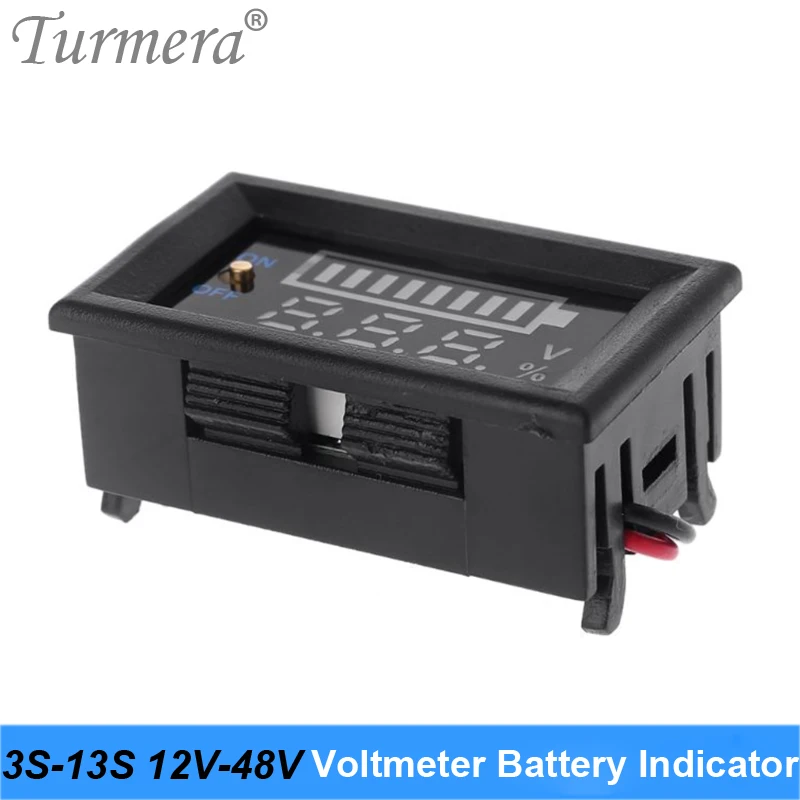 Lithium Lifepo4 Battery Indicator 12V 24V 36V 48V 60V Voltmeter Display with Switch Battery for 12V Car and Screwdriver Turmera
