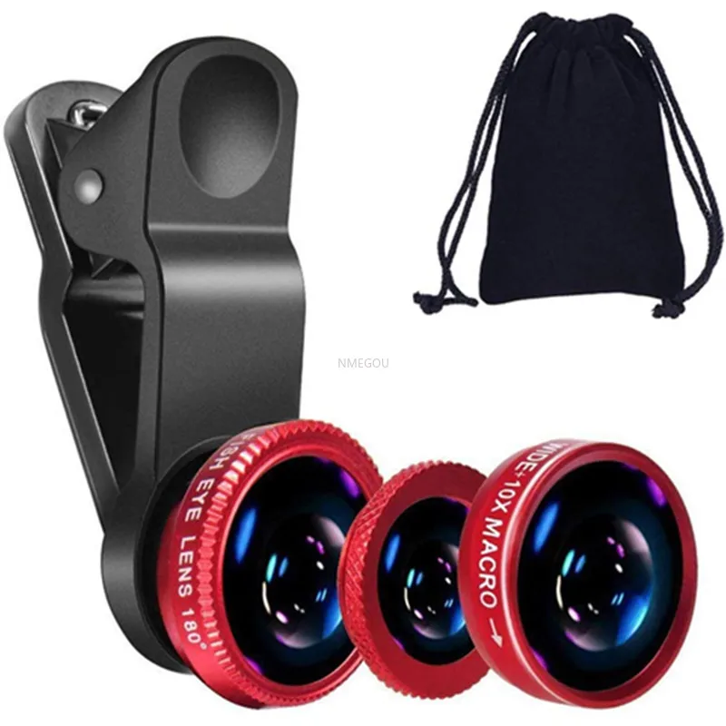 3 In 1 Fish Eye Camera Mobile Phone Lens for Smartphone Wide Angle Fisheye Lens Clip Macro for IPhone 7 8 Blackberry Accessoires