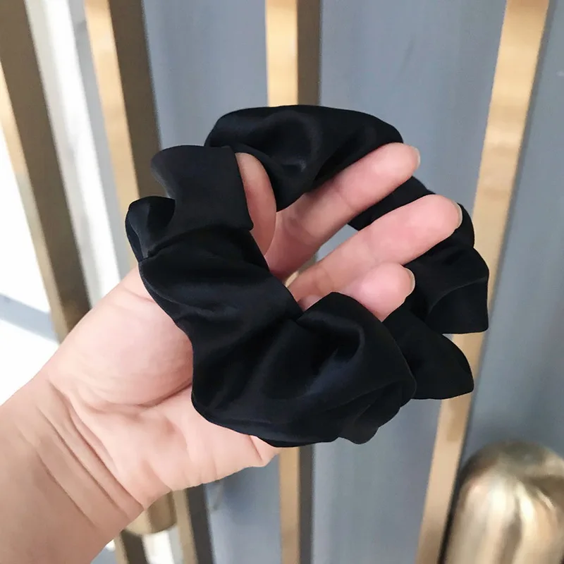 3.9 inch Women Boutique Satin Silk Scrunchies Girls Elastic Silk Hair Band Sweet Crunchy Hair Ties Gum Ponytail Holder Headdress