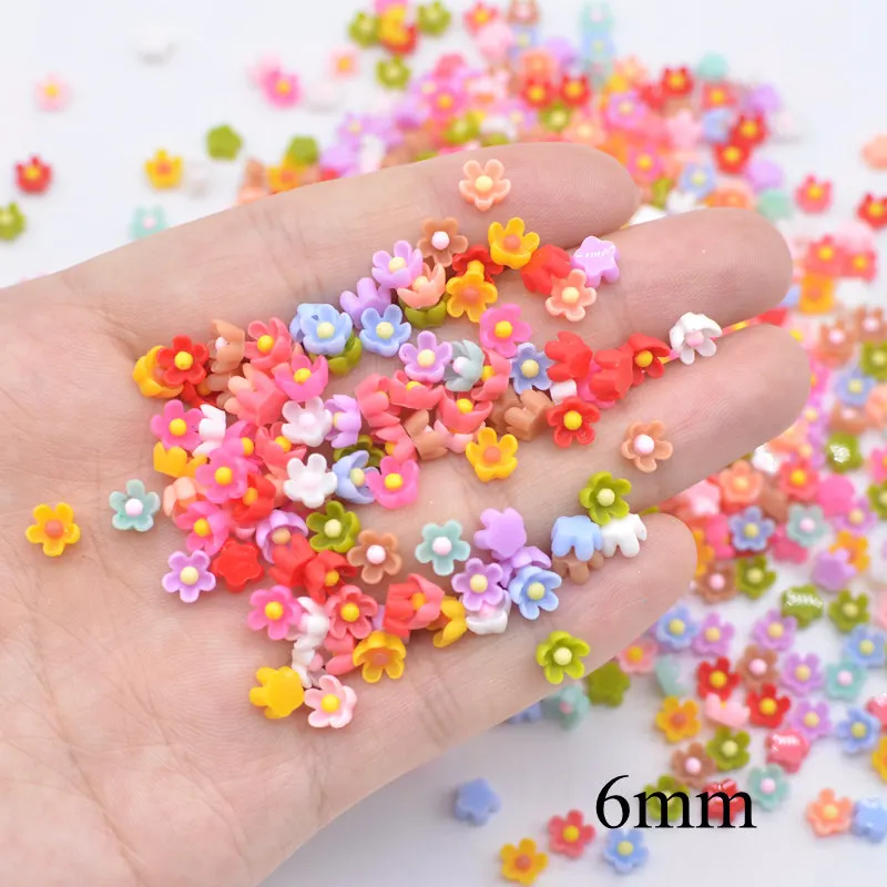 Mini 6mm Manicure fiore Lotus Daisy resina ornamento artigianato decorazioni per orecchini fornitura accessori per Nail Art fai da te 100 pz