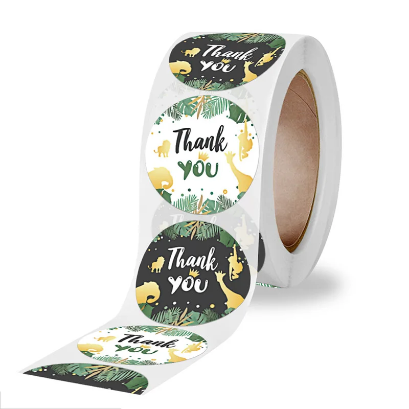 500pcs/Roll Cute Green Flower Series Thank You Sticker Fashion Classic Toys Home Decoration Seal Stickers