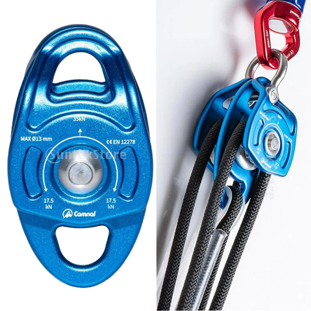 35KN Swing Climbing Double Pulley for Caving Rock Climbing Rappelling Dragging Sheaves Climbing Arborist Equipment