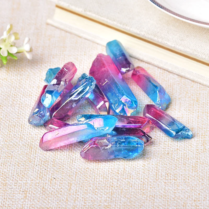 50g Electroplated Colourful Crystal Wand Point Raw Crystals Healing Energy Crystal Stone Natural Stones and Minerals Home Decor