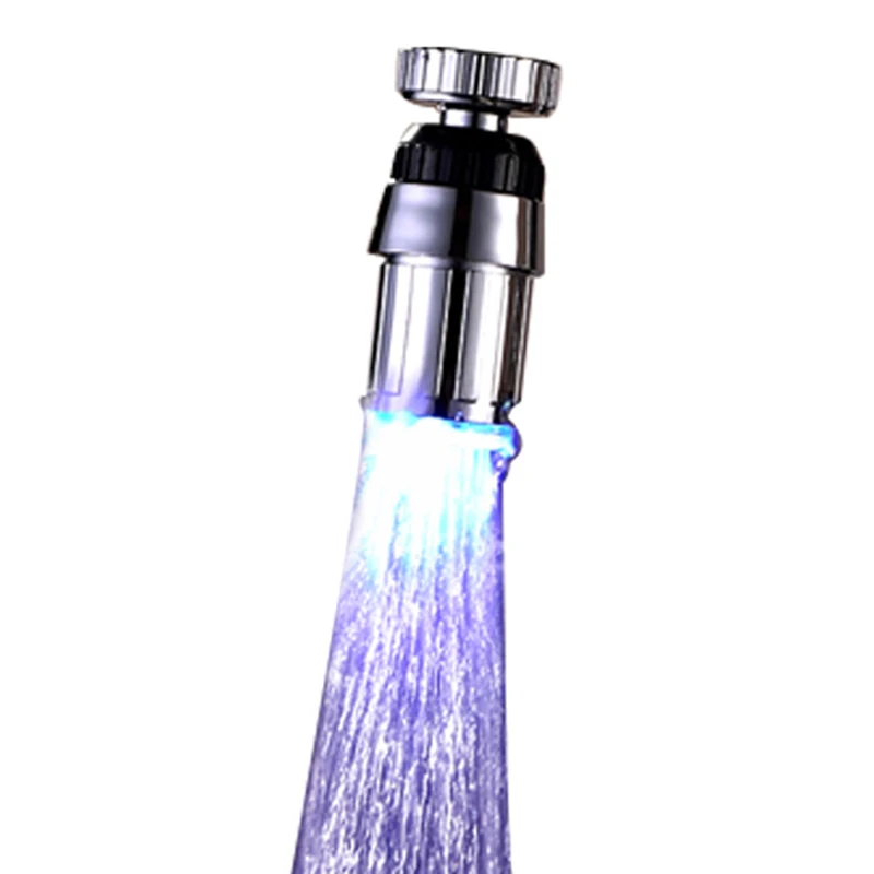 LED Suhu Sensitif 3-Warna Light-Up Faucet Dapur Kamar Mandi Glow Hemat Air Faucet Tekan Nozzle Shower Perlengkapan