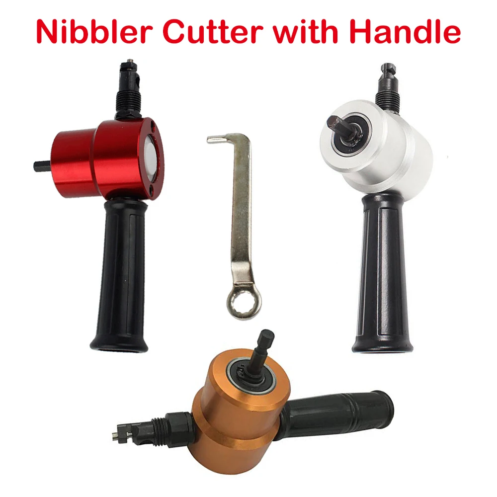 Double Head Sheet Metal Nibbler Cutter Holder Tool Metal Saw Cutter Power 360 Degree Adjustable Drill Attachment Kit Durable