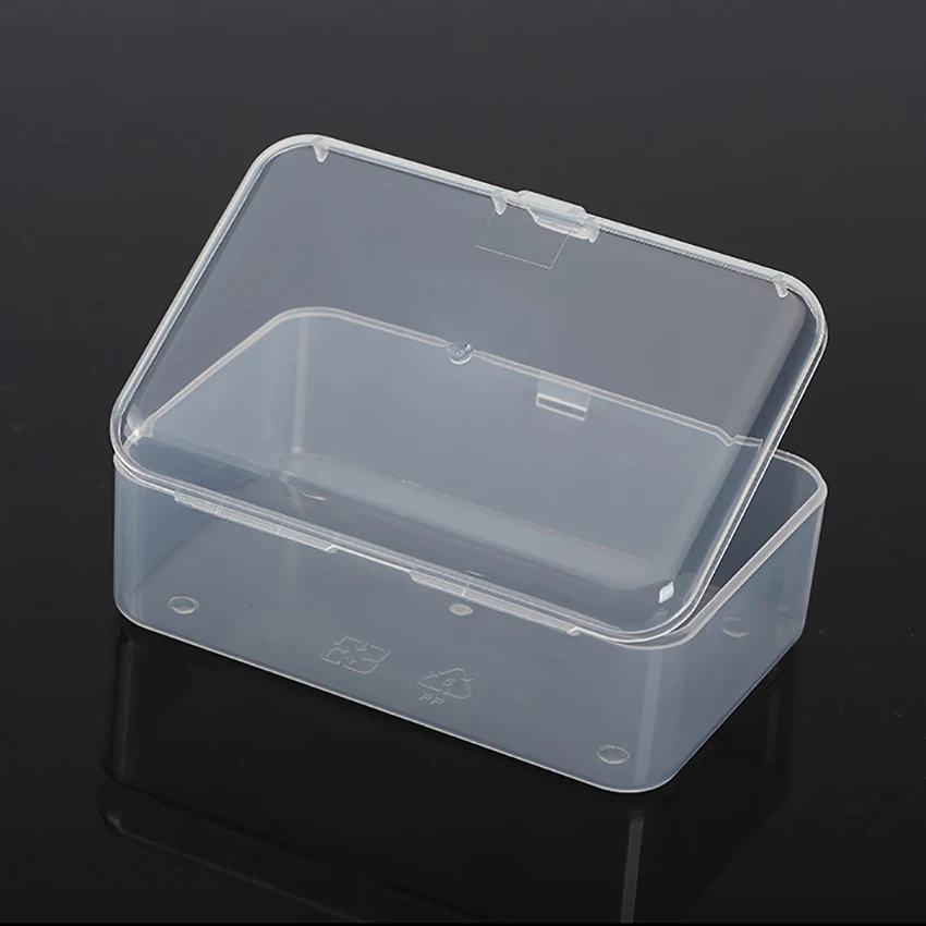 Rectangular Empty Mini Box Clear Plastic Organizer Storage Box Containers with Hinged Lid for Beads, Fishing Tools 9x6x3.2cm