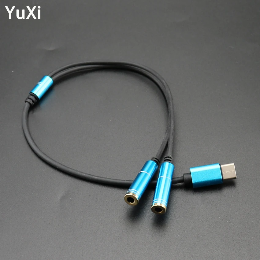 USB Type C to Dual 3.5 Jack Headphone Connector cable USB C to 3.5mm AUX Headphones Adapter Audio cable For Huawei For Xiaomi