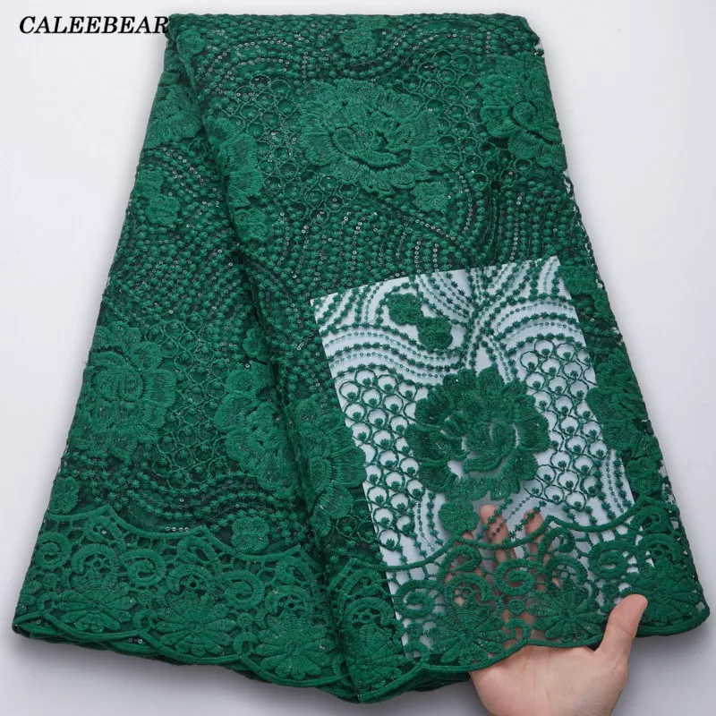 

Newest Green African Tulle Lace Fabric With Sequins 2022 Nigerian French Tulle Lace Fabric For Diy Sew Wedding Party Dress S2751