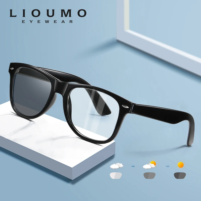 LIOUMO Design Square Glasses Women Men Photochromic Anti Blue Ray Light Blocking Eyewear For Computer Gaming Eyeglasses UV400