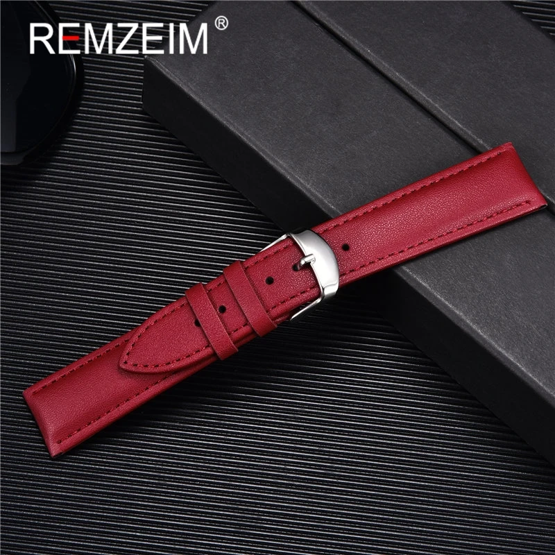 High quality Soft Women Watch Strap 14mm 16mm 18mm 20mm 22mm Genuine Leather Brown Red Pink Black Purple Watchband + Tool