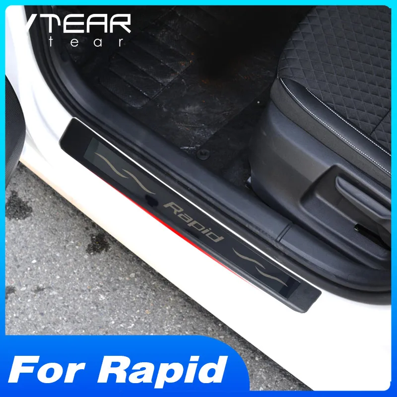 

Vtear накладки на пороги автомобиля, чехол для педали, внутренняя накладка, пленка, защитная декоративная накладка, аксессуары, детали для Skoda Rapid 2021