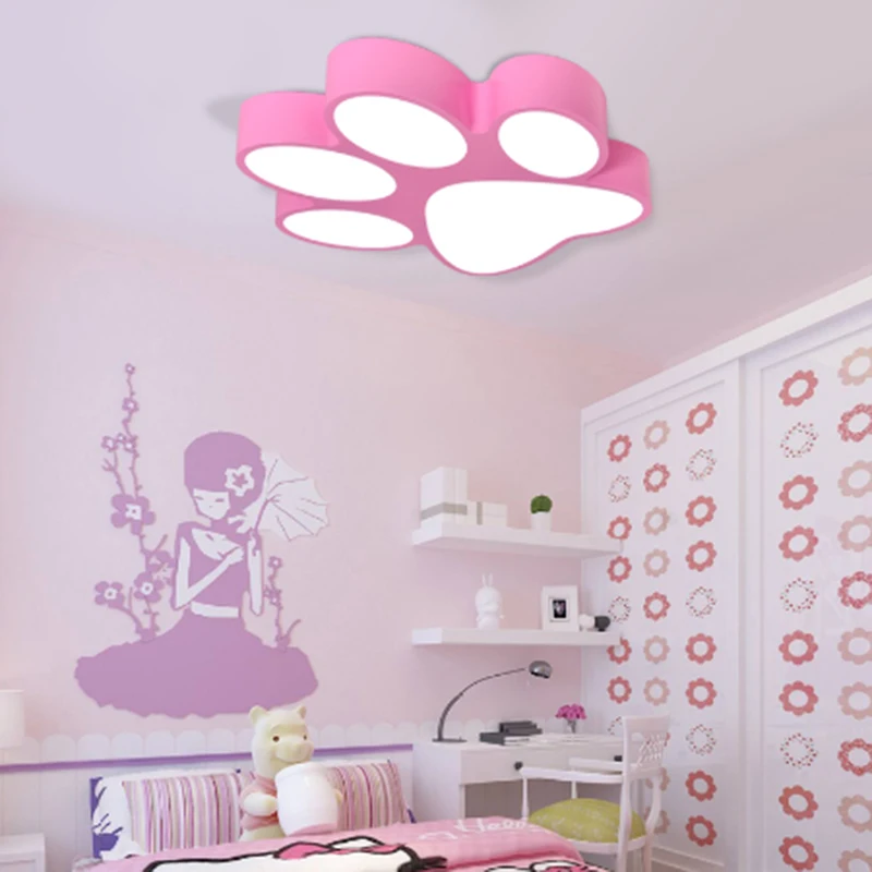 Modern Creative Paint Colorful Iron Children Bedroom LED Lighting Home Decoration Arcrylic Footprint Design Ceiling Lamp