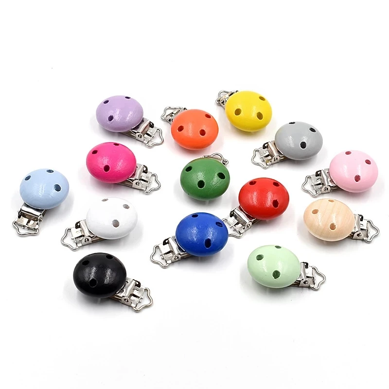 10PCs Baby Teether Clip Pacifier Chain Wood Blanks Pacifier Baby Teething Bracelet Bead Clip Diy Wooden Clips Accessories