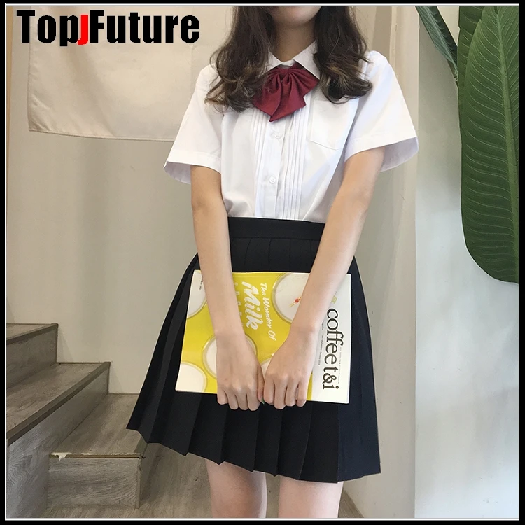 Mädchen der Japanischen Sommer Hohe Taille Burgunder Plissierten Rock set Frauen JK Schuluniform Studenten Tücher LOLITA cosplay anzüge