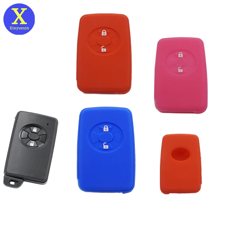 Xinyuexin Silicone Car Key Cover Case Set Shell for Toyota Avalon Yaris Hybrid Crown Reiz Corolla RAV4 Yaris Remote Keys Holder