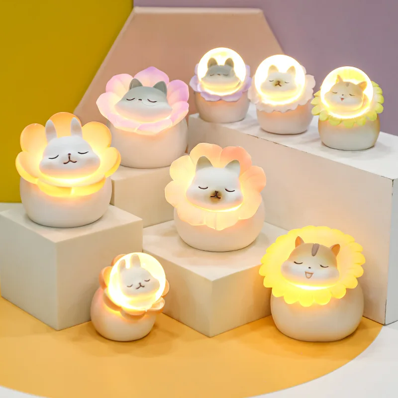 LED Cute Cat Night Light Cute Baby Girl Creative Night Lamp Button Battery Powered for Indoor Living Room Bedroom Decor Lighting