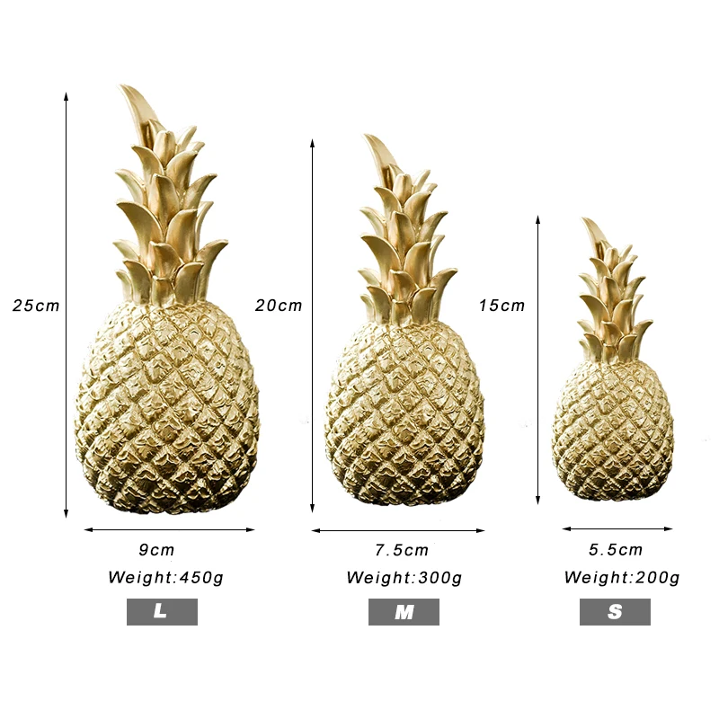 Gold Pineapple Resin Home decor Nordic Creative Fruit decoration accessories for living room hogar moderno adornos para casa