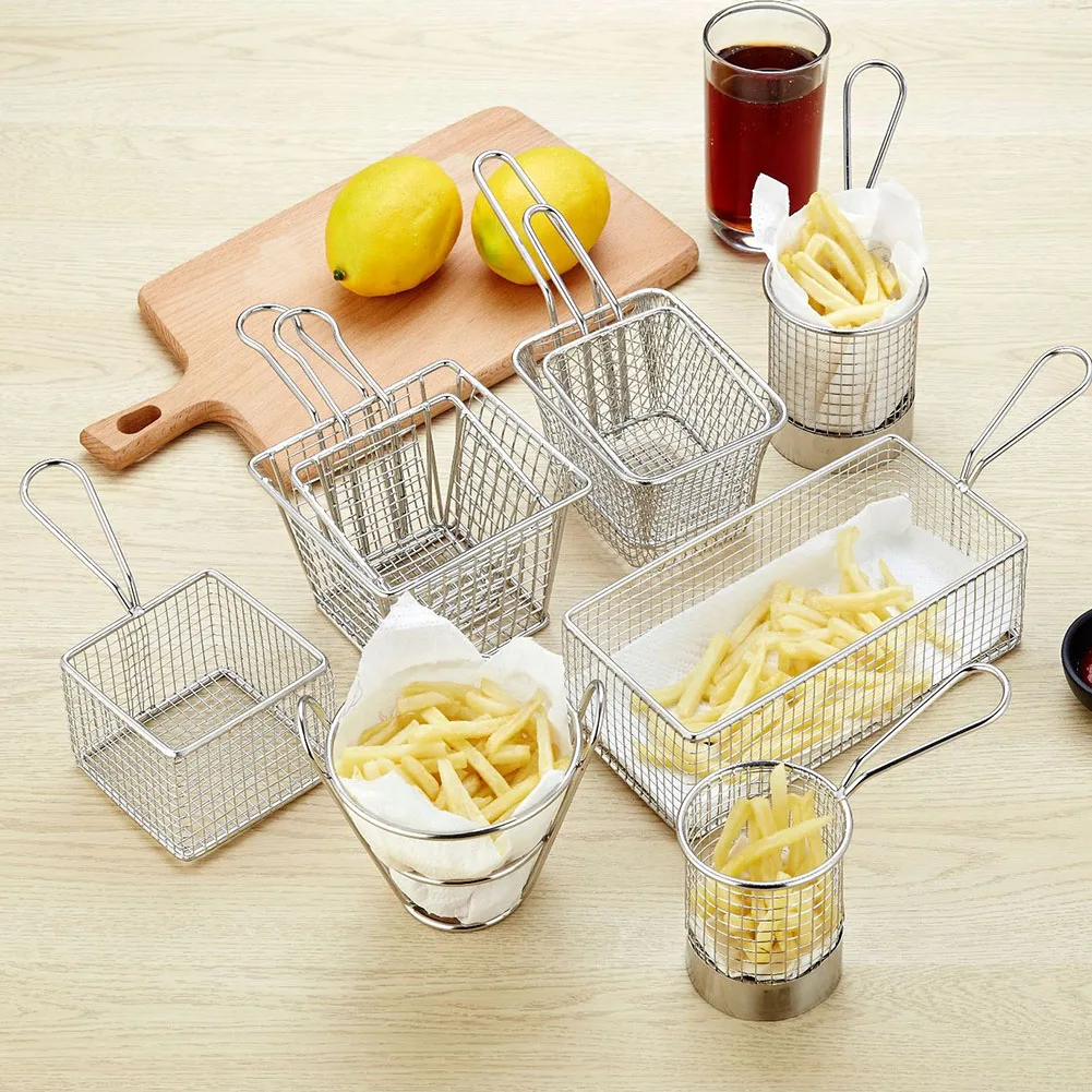 

Stainless Steel Chips Deep Fry Baskets Mini Food Presentation Strainer French Fries Basket Party Kitchen Cooking Filter Tool