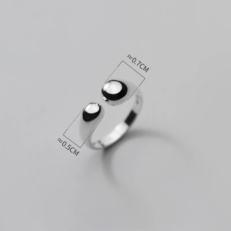 MIQIAO 925 Sterling Silver Vintage Rings For Women Jewelry Water Drop Shape Asymmetry Adjustable Punk Femme Gift Retro Unusual