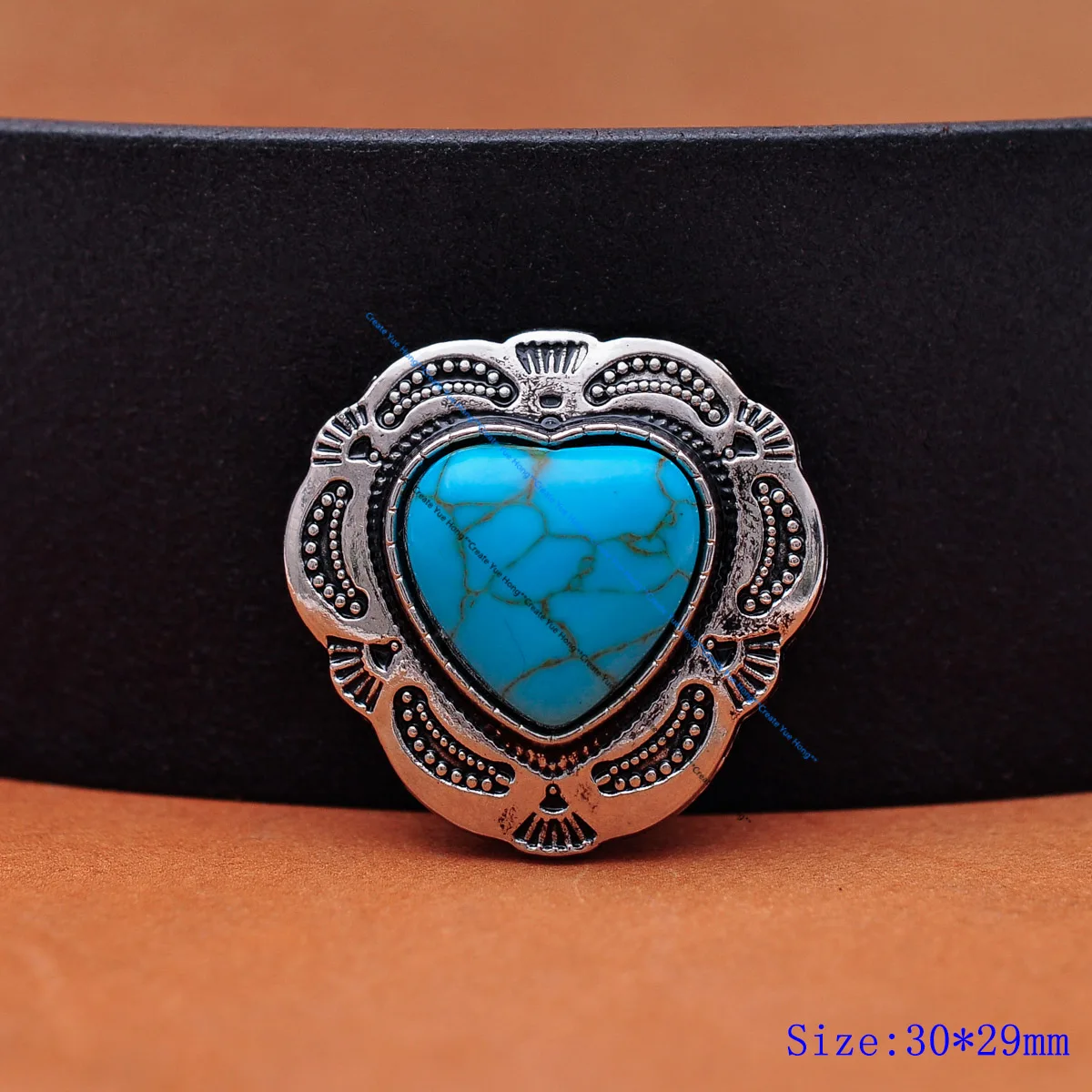 30mm Silver Ethnic Tribal Traditional Flower Love Heart Turquoise Leathercraft Conchos For Belt Bag Wallet Screwback