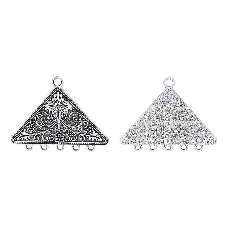 5 x Tibetan Silver Large Tribal Triangle Multi Strand Connectors Charms Pendants for DIY Necklace Jewelry Making Accessories