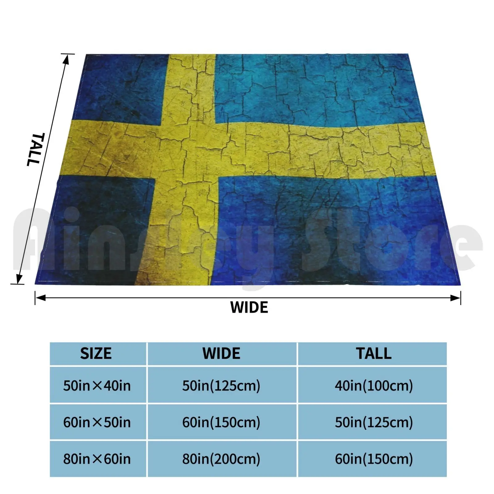 Cracked Sweden Flag Blanket Fashion Custom Sweden Swedish Aged Country Dirty Faded Flag Grunge Nation Symbol