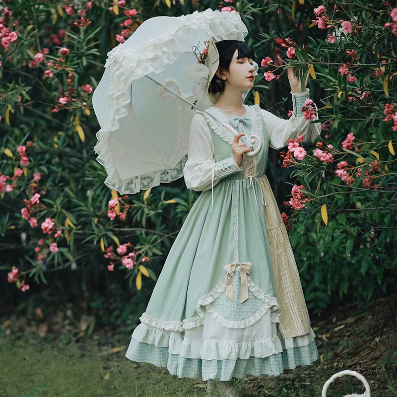 Robe princesse lolita vintage en dentelle avec nœud papillon, col pan peter, taille haute, style victorien, kawaii, gothique, op loli