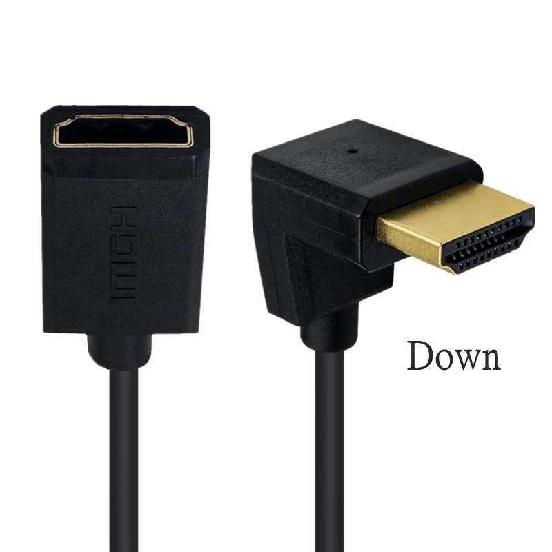 OD3.2 Super Soft Up Down Angled HDMI-Compatible Male To Female HDTV 2.0V 4k Hd Light-weight Portable SLR Camera Short Thin Cable