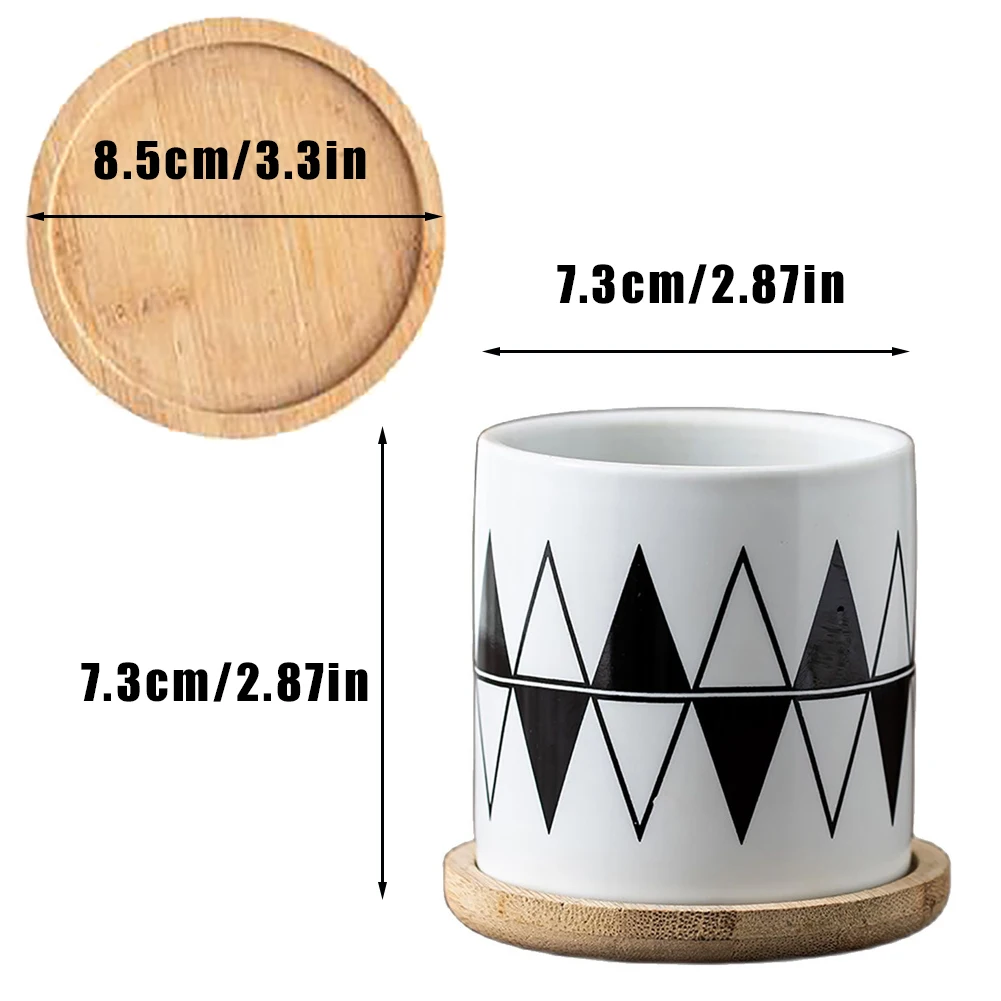 Geometric Pattern Flower Pot with Hole Home Decoration Furnishings Succulent Flowerpot With Tray Desktop Bonsai Decoration Pot