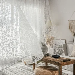 High-grade White Embroidery Flower Screens European Style Voile Tulle Sheer for Bedroom Living Room Windows Curtain Curtains New