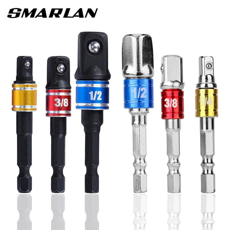 Shank Drill Socket Adapter for Impact Driver with Hex Shank to Square Socket Drill Bits Bar Extension Set 1/4\