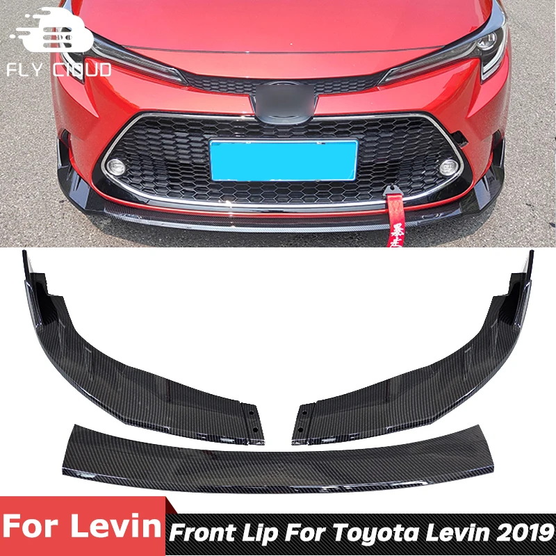 3 PCS Splitters ABS Material Black Front Shovel Spoiler Diffuser Bumper Chin Lip For Toyota Levin 2019