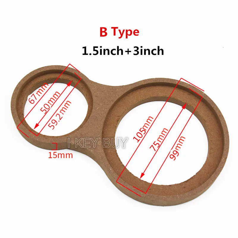 I KEY BUY 2pcs Car A-pillar Tweeter Midrange Three-way Bracket Wood Conjoined Gasket for 1.2