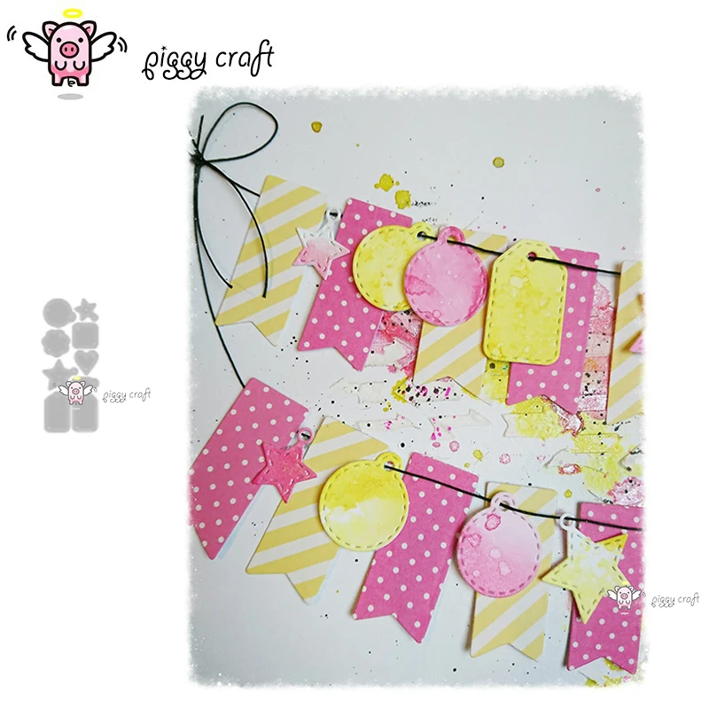 Piggy Craft metal cutting dies cut die mold Various shapes labels Scrapbook paper craft knife mould blade punch stencils dies