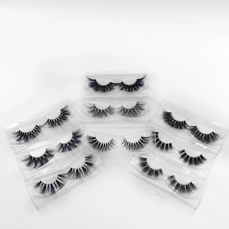 

10 Pairs 5D Mink Lashes Full Strip Lashes Packaging In Tray Clear Band Mink Eyelashes natural