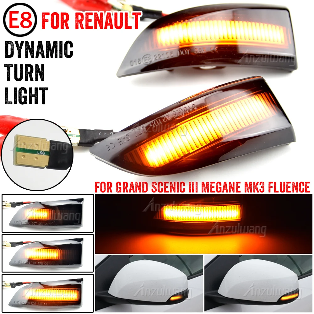 For Renault Megane 3 MK3 III RS 2008-2016 BZ KZ DZ Dynamic Turn Signal LED Side Indicator Mirror light