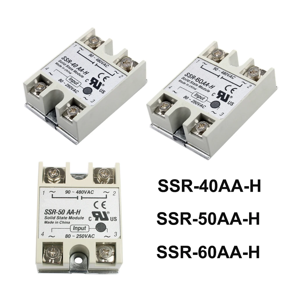 1Pc solid state relay SSR-10AA-H 15AA-H 25AA-H 40AA-H 50AA-H 60AA-H 80AA-H 100AA-H 10/15/25/40/50/60/80/100A ResistanceRegulator