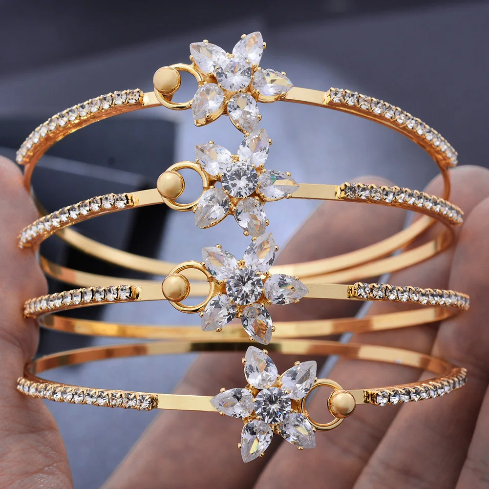 4pcs/lot African Bridal  Dubai Zircon Gold Color  wedding Bangles For Women Wife Saudi Arab Bracelet  Bracelet France Bijoux