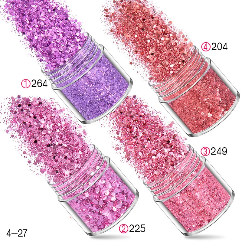 40/50ml Hexagonal Fine Powder Series Christmas Sequins Mixed Craft Nail Polish Holographic Glitter Powder Set Nail Decoration