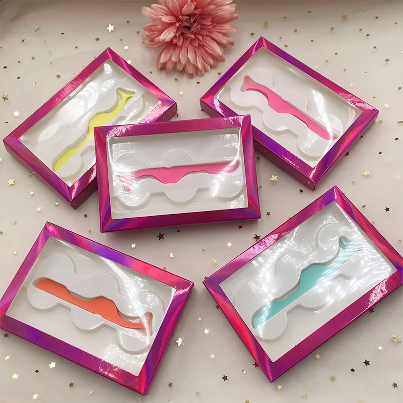 3 pairs holographic box fit different lashes hot selling box white trays 50pcs per lot