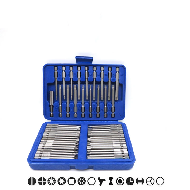 

50 Piece Hex Star Torx Extra Long Security Bits Spline Flat Screwdriver Set 6-20