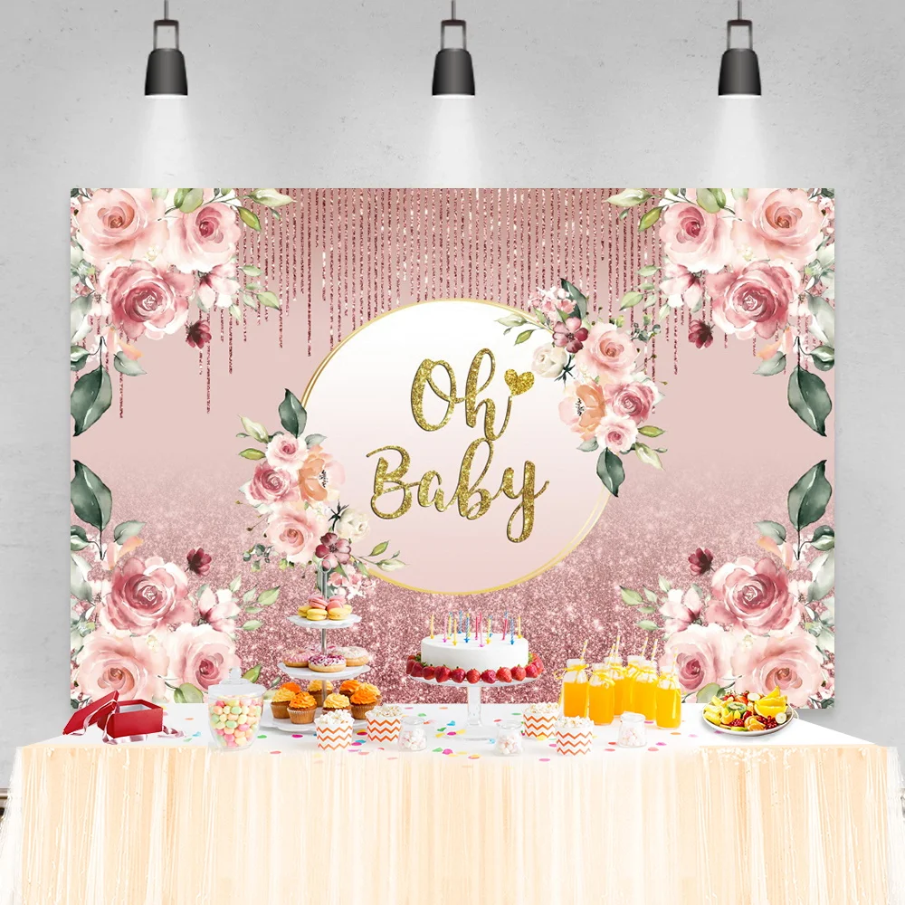 Laeacco Happy Birthday Photo Background Beautiful Flower Family Party Decor Children Portrait Photography Backdrop Custom Poster