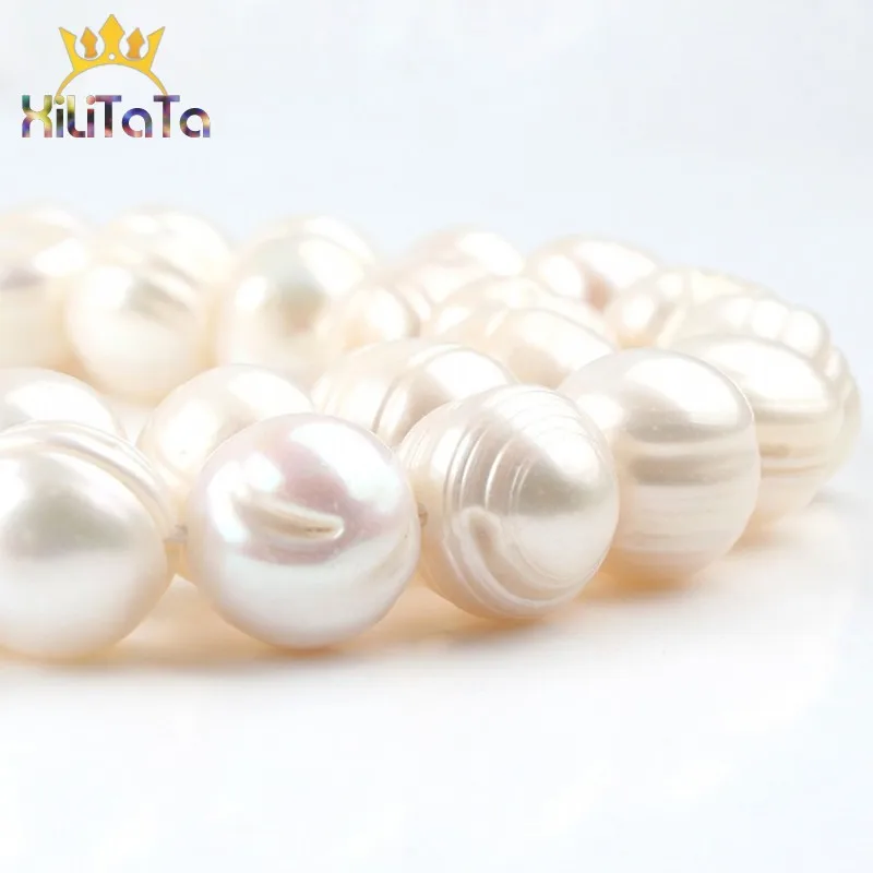12-13mm AAA Natural Freshwater Pearl Round Beads Genuine White Pearls Beads For Jewelry Making DIY Bracelet Accessories 15\'\'