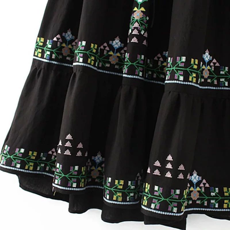 Khale Yose Spring Maxi Dress manica lunga Vintage Boho Dress donna abiti da ricamo floreale Gypsy Chic Cotton Party Clothing nuovo