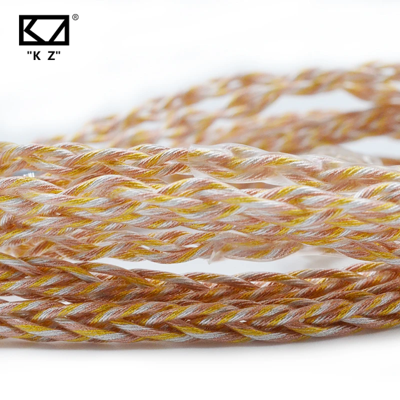 KZ 8 Core Gold Silver Copper Mixed Plated Upgrade Cable Earphones