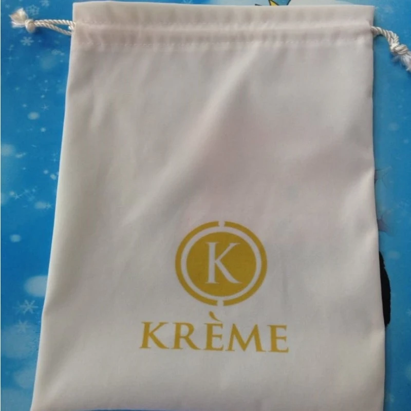 Imagem -04 - Bolsa de pó de Veludo com Impressão de Ouro Cor Creme Cordão Bolsa de Embalagem de Jóias 28x25cm 300 Pcs