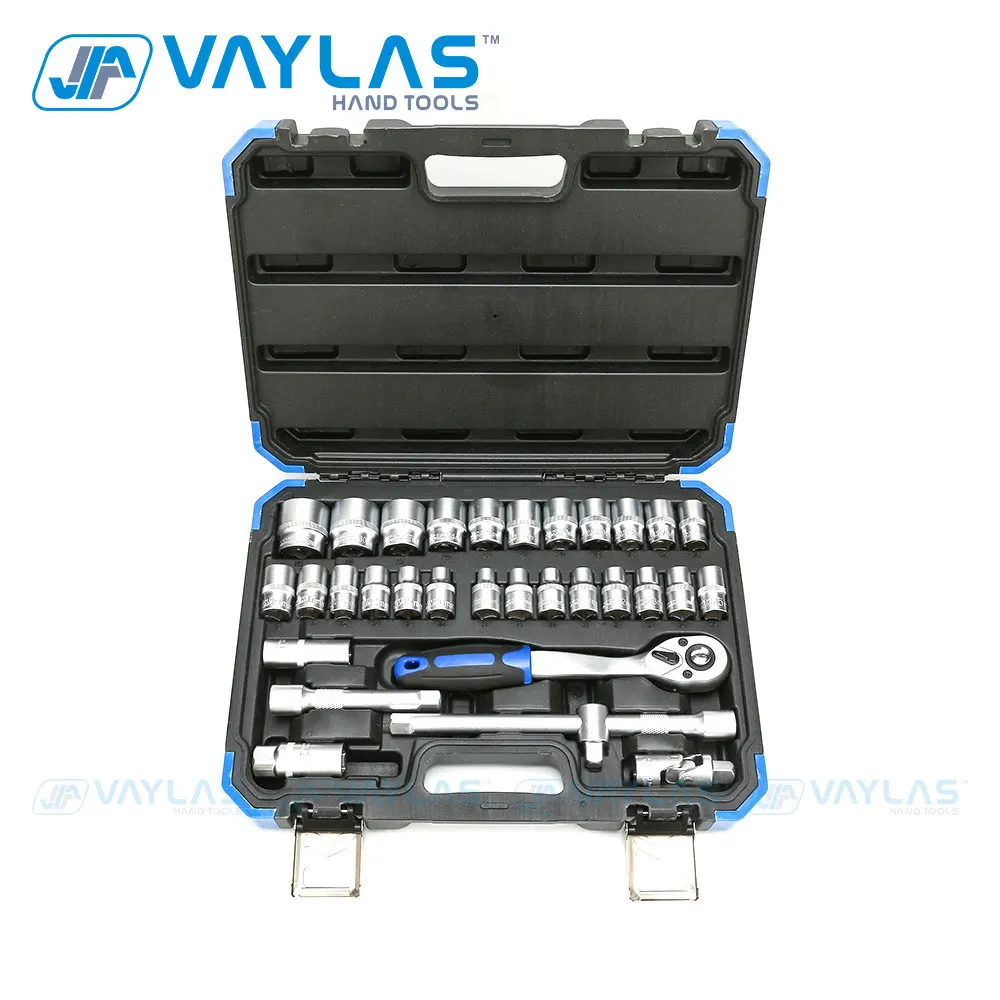 

Vaylas 32pcs Car Repair Tool Kit of Sockets Set Ratchet Wrench Kit for Hand Tools Box with Blow Case