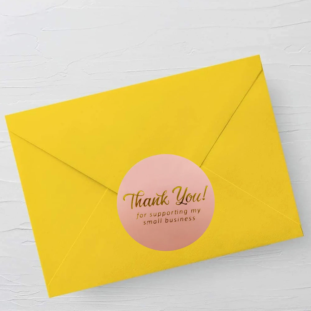 500pcs 3.8cm Gold Thank You for Supporting Packaging Decoration Design Diary Scrapbook Sticker Decorative Label