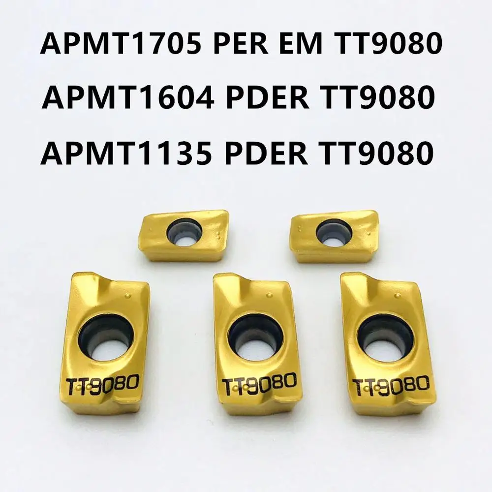 APMT1135 APMT1604 PDER TT9080 Karbida Sisipan APMT CNC Bubut Bagian Alat APKT1705 PER TT9080 untuk Indexable Milling Cutter APKT