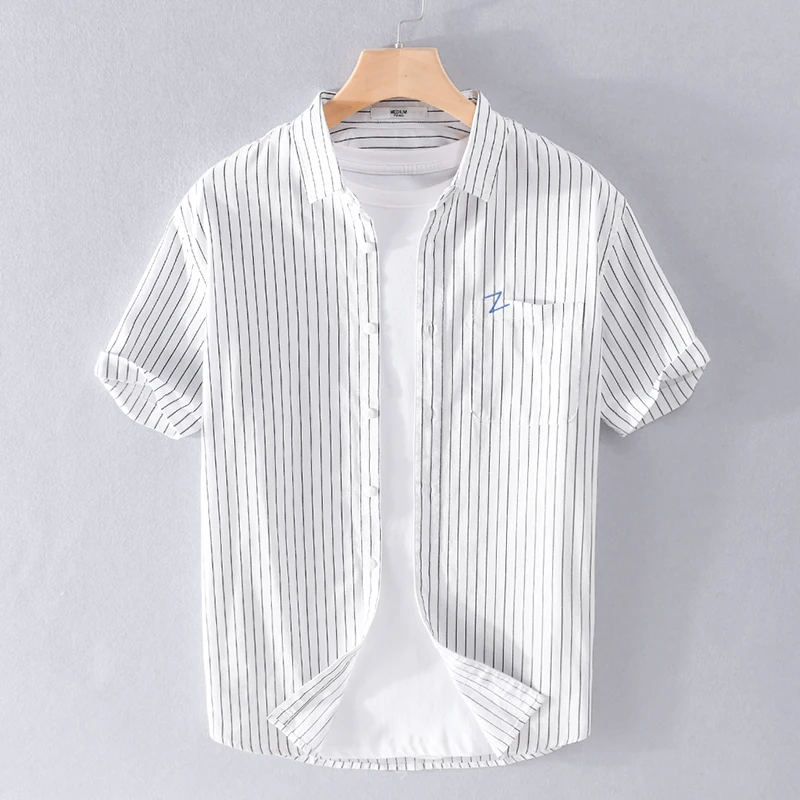 

Summer new Suehaiwe's brand Italy cotton shirt men casual short-sleeved white shirts for men camisa chemise tops mens